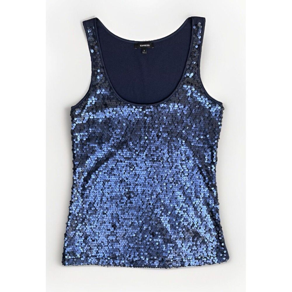 Express Women's Shirt‎ Size Small Sequin Y2K Glam Rock Club Party Rave Techno